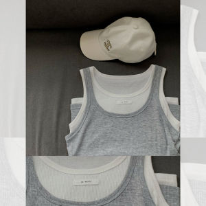 Casual Layering Inspiration Real Two-Piece Vest Slimming round Neck Sleeveless Base Shirt Korean Style Regular Fit Base Layer Top
