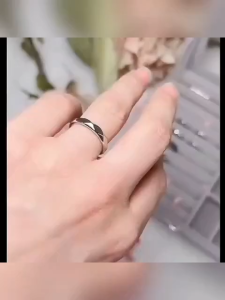 INS Style Geometric Rhombus Ring Adjustable Open Ring for Male Female Black Silver Couple Rings Lovers Jewelry