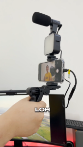 CENTECHIA Vlogging Kit 3in1 Microphone Fill Light Flexibel Tripod - AY-49 - Black