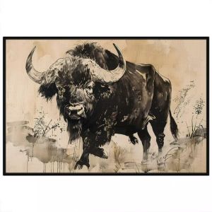 Tranh thủy mặc trừu tượng con trâu tranh treo tường dán tường trang trí phòng kháchnội thất. CGI-649