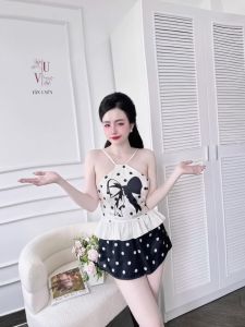 Bộ Yếm Lụa Latin Đùi thiết kế có mút ngực lưng bo chun hàng may kĩ đẹp có túi phom <60kg