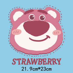 Cute Cartoon Strawberry Bear Heat Transfer Sticker Fabric DIY Sewing Accessories Pattern Embossing Transfer 1647 Trendy Brand
