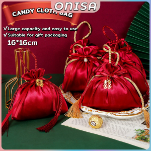 Onisa Red Candy Bag with Tassel Chinese Wedding Christmas Birthday Party Decor Gift Packaging