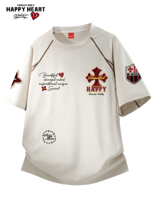 CHARLES JANGS HAPPY HEART | Casual Lightweight Quick-Dry T-Shirt Short-Sleeve