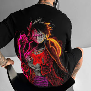 เสื้อยืดคอกลมแขนสั้นลายวันพีซลูฟี่ ปี 2025 ผ้าฝ้ายพิมพ์ลาย สไตล์อเมริกัน ทรงหลวม ใส่ได้ทั้งผู้ชายและผู้หญิง ระบายอากาศได้ดี เหมาะสำหรับฤดูร้อน