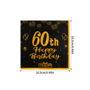 20pcs 30th 40th 50th 60th Birthday Napkins Black and Gold Anniversary Napkins Cheers to 50 Years Disposable Party Napkins