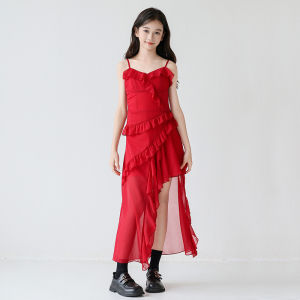 New 2025 Thin Fashionable Beach Vacation Girls Cotton Sari Dress Childrens Summer Clothing A-Line Skirt Bohemian Style Dress