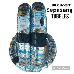 PROMO TERBARU Ban luar type TUBELES sepasang ukuran 80/90ring14&90/90ring14 MATIC beat vario mio adres DLL