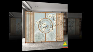 Bình phong gỗ khung tranh cắt CNC cho phòng khách nhà bếp nhà hàng spa CNC404 - Nội thất lắp ráp Viendong Adv