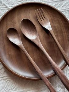 Thìa Gỗ Đen Dài Tay Nhỏ Dùng Trong Gia Đình Thìa Mật Ong Thìa Khuấy Súp Thìa Ăn Cơm Thìa Súp Kiểu Nhật Bản