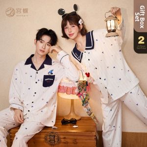 GONGDIE | Cotton Long Sleeve Mickey Couple Pajamas