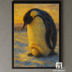 Tranh Nghệ thuật "Chim Cánh Cụt Và Quả Trứng" VIETSMART ART - Acrylic 45 x 60cm