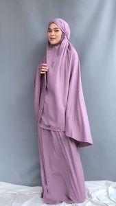 Ghanimi - Farah Prayer Set / Mukena Rayon Polos Nyaman Panjang Dewasa Twill Muslim Lilac Travel