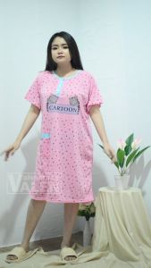 Daster kaos wanita dewasa standart kancing 3 kantong 1 bb max 70kg babbydoll bahan kaos tebal