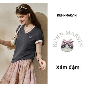 KUHNMARVIN | Áo Thun V-Neck Thoáng Khí Rộng Rãi Ôm Sát