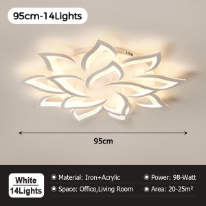 [Remote Dimming] LED Ceiling Lamp Nordic Style Flower Ceiling Light Modern Acrylic Petal Chandelier Flush Mount LED Ceiling Light for Living Room Bedroom