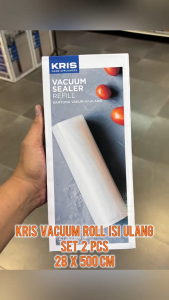 Kris 28x500 Cm Set 2 Pcs Kantong Vacuum Roll Isi Ulang Packaging Vakum Pembungkus Makanan Anti Udara Kantong Pengemas