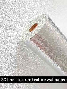2.8M×50Cm 3D Linen Wallpaper Sticker Linen Room Aesthetic Design Wallpaper Roll Wall Decoration DIY Waterproof
