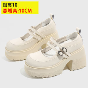 Hong Kong Mary Jane Womens Fashion Thick Bottom Heightening Single Shoes Summer Autumn New Style Casual round Toe Loafers