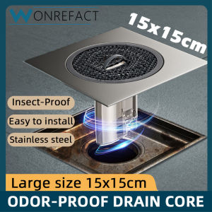 Bathroom 15cm*15cm Large Size Stainless steel Floor Drain Drainage Floor Drain Core anti-odor And Insect-proof Quick Installation