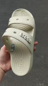 ( Xả kho) Dép cross 2 quai chính hãng tặng 10 sticker xuất xịn  đi mưa nam nữ màu kem