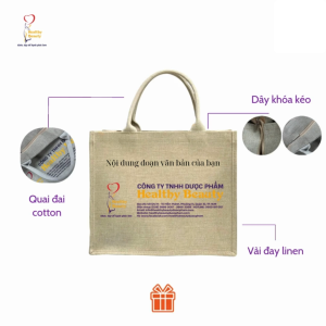 [HB Gift] 01 Túi vải đay linen Healthy Beauty 40x35cm thiết kế thanh lịch chắc chắn