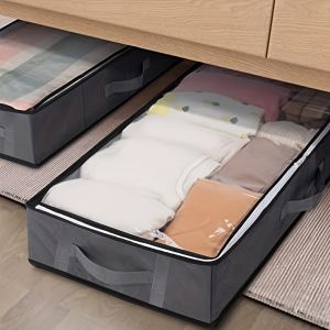Túi Đựng Đồ Dưới Giường Dung Tích Lớn Có Cửa Sổ Trong Suốt Tay Cầm Chắc Chắn Có Thể Gấp Gọn Chất Liệu Polyester Bền Dùng Để Đựng Chăn Và Quần Áo
