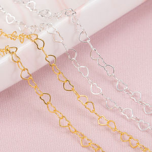 Dây Chuyền Đồng Hình Trái Tim 5 Mét 3mm Để Làm Đồ Trang Sức Tự Làm - Mắt Xích Màu Bạc/vàng Cho Vòng Cổ Vòng Tay - Tùy Chọn 1 Mét