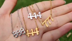 Angel Number Necklaces 111 222 333 444 555 777 888 999 666 Devil Necklace Stainless Steel Pendant Choker Christmas BFF Jewelry
