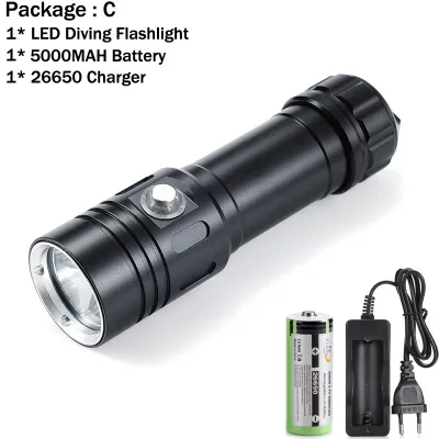 Ekaiou LED Dive Light 2000 Lumens L2 Diving Flashlight IP68 Waterproof Torch By 26650 Battery Underwater 100 Meter Deep Sea Lamp