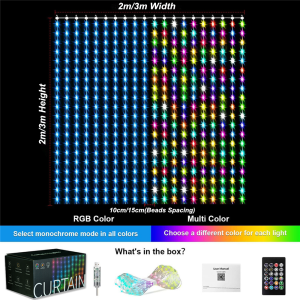 400-800 LED RGB Smart Curtain Lights with MusicApp Controls and RemoteLED Party Lights for Wedding/Valentines Day/Birthday