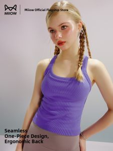 MiiOW | Casual Cross Back Sports Bra Tank Top For Women Yoga Fitness Vest Bralette Summer Pure Color Nylon Spandex MiiOW Cat Person