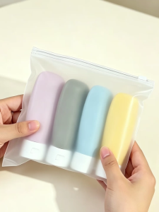 4 PCS Silicone Travel Bottles for Toiletries with Bag and LabelLeakproof and Refillable 60ml