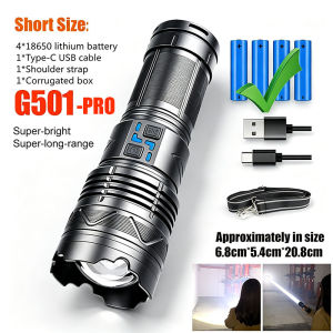 Super Bright Spotlight Long Range LED Flashlight Zoom Emergency Lantern Rechargeable Lamp Outdoor Camping Torch Power Display