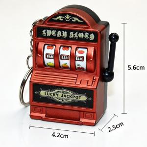 [DO]Mini Gambling Slot Machine Key Chains Antistress Toy Arcade Pocket Fruit Lucky Jackpot Gadget Funny Games Keychain Ring[DO]