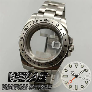 40mm Silver EXP2 GMT Watch Case And Luminous GMT Dial Hand Set Stainless Steel Sapphire Glass Fit NH34 DG3804 Movement Watch