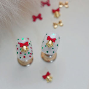 Red Nail Art Decorations Butterfly Knot Pendant Wearable Nail Art Accessories Matte Red Heart Shaped New Year Valentines Day