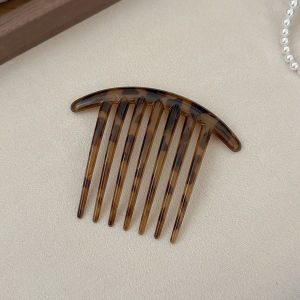 Elegant Leopard Print Hair Comb French Vintage Tortoiseshell Dense Tooth 7 Tooth Bun Hairpin Ball Head Hair Accessory