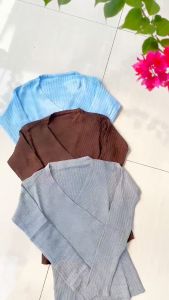 V-NECK KOREAN STYLE RAJUT PREMIUM / Atasan Rajut Silang Wrap top Lengan Panjang
