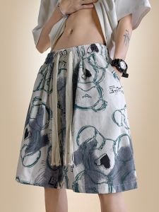 Quần Short Nam Họa Tiết Gấu Mùa Hè Mỏng Thoáng Khí Nhanh Khô Quần Dài Năm Điểm Rộng Rãi Thể Thao Bãi Biển Thường Ngày