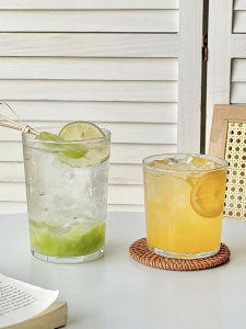 แก้วน้ำชาแบบโปร่งใสสไตล์เกาหลี INS ปากกว้าง แก้วน้ำนม แก้วน้ำผลไม้ แก้วเครื่องดื่ม แก้วกาแฟ แก้วน้ำ แก้วน้ำชา แก้วน้ำใส