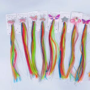 Jepit Rambut Palsu Anak Perempuan Model Kartun Unicorn Klip Warna Pelangi Aksesoris Rambut AK121