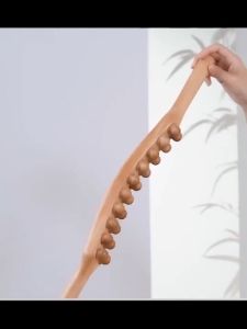 Tongkat Pijat Tongkat Gua Sha 20 Manik-Manik Bahan Kayu Untuk Terapi Leher Bahu Punggung