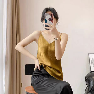 Elegant Acetate Satin Strap Vest Womens Summer New Unique Exquisite Suit Inner No Sleeve Small Top Autumn Fashion