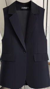 Slim Fit Korean Style Suit Vest Black Open Cardigan Short Length Womens Fashion Spring New Arrival Office Commute Ready