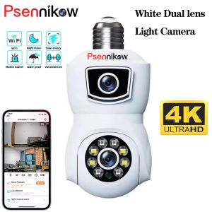 4K 8MP E9 Bulb WiFi Baby Monitor Camera Dual Lens Dual Screen Auto Tracking Two Way Audio Color Night Vision Security Camera