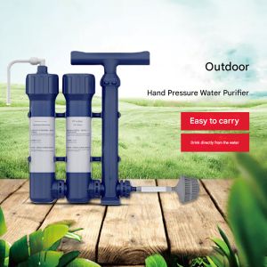Individual Hand-pressure Water Purifier Portable PP Ultrafiltration Membrane Filter Water Purification Field Emergency Drinking Equipment with 0.01 Micron UF Water Filter 3000L Purification Capacity 1.5L/min Output for Outdoor Wildlife Survival