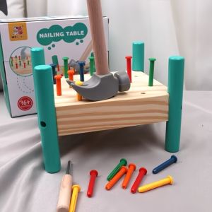 Wooden Hammering Toy for Kids - Colorful Peg Pounding Game with Pull-Out Nails - Hand-Eye Coordination and Fine Motor Skill Development - Fun Montessori Educational Toy for Toddler Learning and Parent-Child Interaction