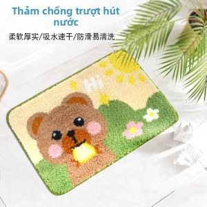 VIKAMA Hoạt Hình Giả Cashmere Thảm Trải Sàn Phòng Tắm Thấm Hút Nước Chống Trơn Trượt Thảm Cửa Cho Phòng Ngủ Trang Trí Nhà Thảm Polyester