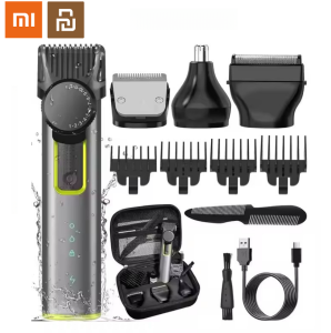 Xiaomi Youpin New Mens Grooming Kit: MultiFunction IPX5 Waterproof Pro Electric Hair Clipper & 4-in-1 Shaver Nose Hair Trimmer Set